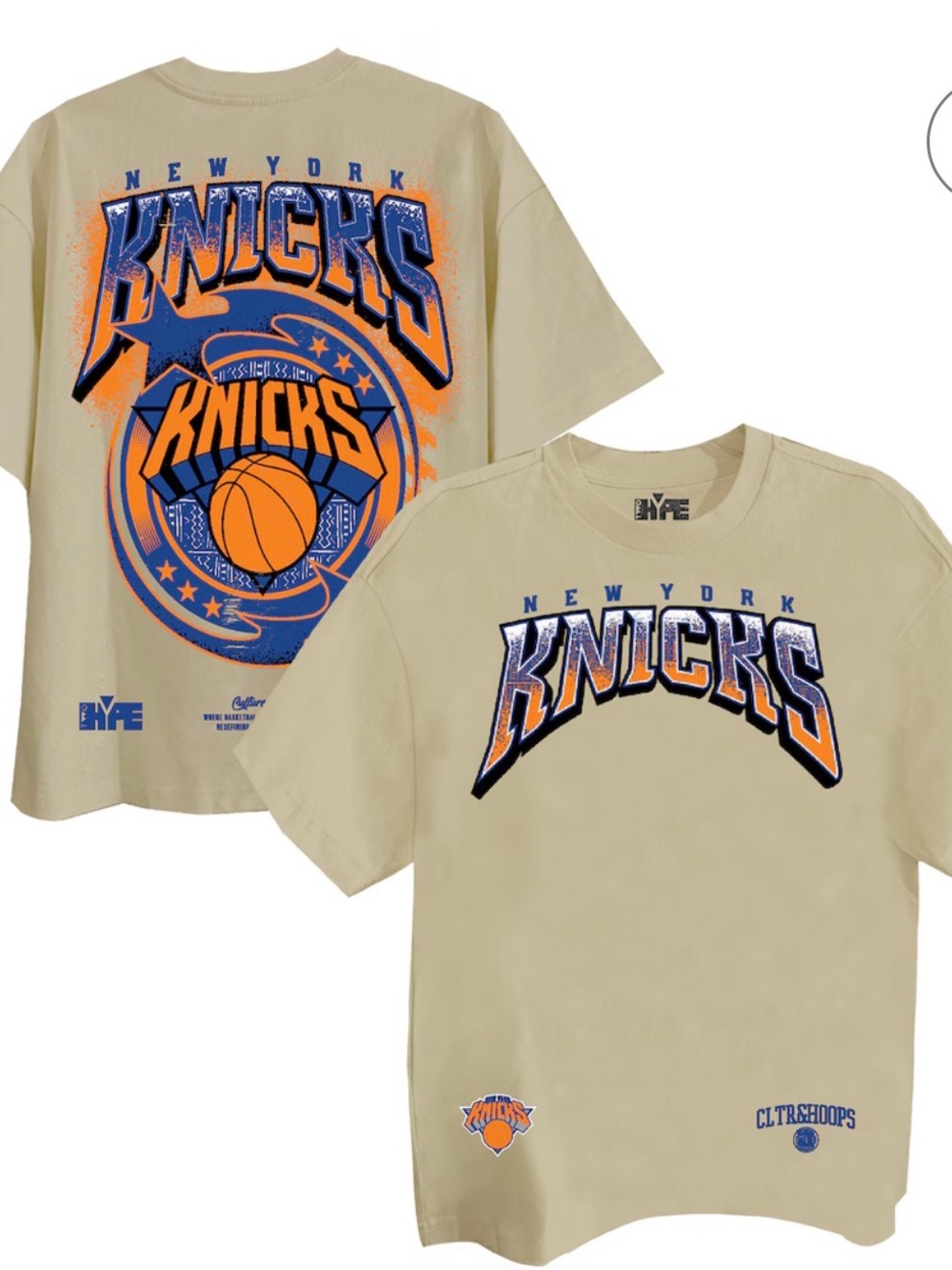 New! New York Knicks Two Hype cream drip and dime elevated drop shoulder shirt